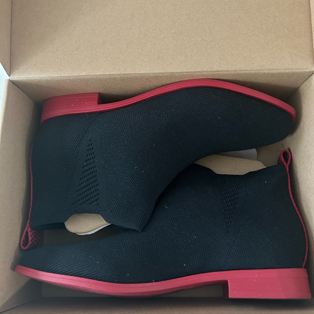 Stylish Black and Red Ankle Booties
